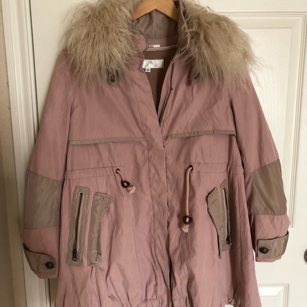 Fur wind coat with cotton detachable inner pieces